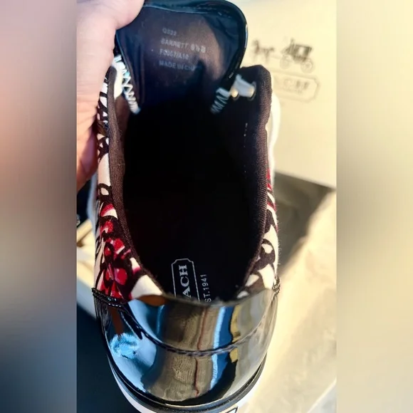 NIB Coach Poppy Sneakers Leather Trim Sz 9.5 - Picture 10 of 13